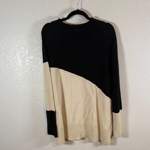 Habitat Cream & Black Color Block Rolled Mock Neck Sweater Size XL